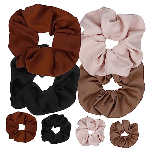 CALLARON 8stücke Oversized Haargummi Elastische Haarschlaufen Für Frauen in Schwarz Braun Khaki Und Beige Haaraccessoires Für Zuhause Party Und Alltag von CALLARON