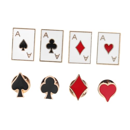 CALLARON 8 Stück Einzigartige Anstecknadeln Aus Metall in Spielkartenform Für Damen Und Herren, Kleine Und Modische Broschendekoration Für Anzüge, Hemden, Mäntel Und Rucksäcke von CALLARON