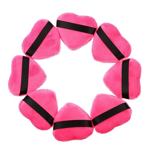 CALLARON 8 Stück Pink Puff Beauty Egg Gesichts- lose Pulver Baumwolle Kissen LED Schönheits-Puff Puderquaste in Herzform Mini-Make-up-Puff Herz Puderquaste Segeltuch Rosig von CALLARON