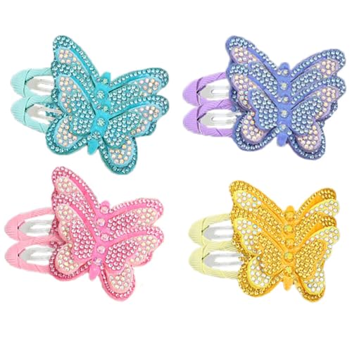 CALLARON 8 Stück Schmetterlings-Haarspangen Rutschfeste Schnapp-Haarspangen Glitzer-Haarspangen Strass-Haarnadeln Haar-Accessoires Für Kinder Und Mädchen von CALLARON