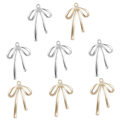 CALLARON 8 Stück Teiliges Bowknot Charms aus Robustem Kupfer mit Funkelnden Strasssteinen Gold und Silberfarbene Schmuckanhänger für Diy Schmuckherstellung Schmuckzubehör für Halsketten und von CALLARON