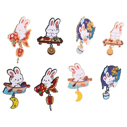 CALLARON 8 Stück Teiliges Hasenbroschen Langlebiger Zinklegierung Niedliche Cartoon-anstecker für Rucksack Anzug und Kleidung Sichere Befestigung Leichte und Kreative Tier-lapel-broschen von CALLARON