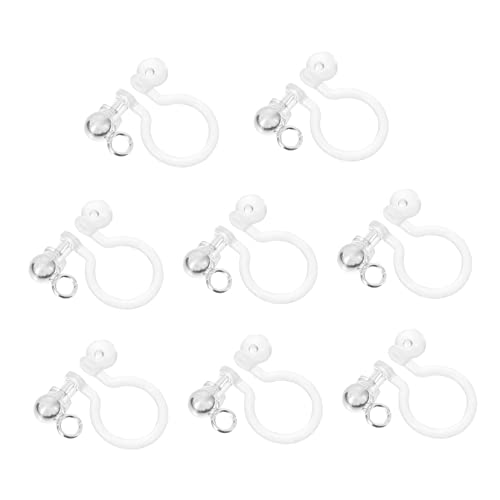 CALLARON 8 Stück Teiliges Set Resin Ohrclips Schmerzfreie Hypoallergene Non Pierced Earrings Clip DIY Zubehör für Schmuckherstellung Silberfarbene Ohrclips für Ohrringe Selber Machen von CALLARON