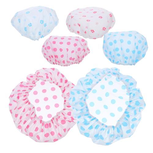 CALLARON 8 Teiliges Duschhaubenset Für Damen Mit Zopfmuster Wiederverwendbare Wasserdichte Badekappe Mit Gummiband Und Blumen Punkt Aufdruck – Badezimmerzubehör Für Und Mädchen Mit von CALLARON
