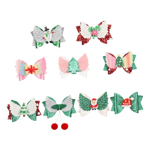 CALLARON 9 Stück Teiliges Weihnachts Haarspangen Glitzernde Haarklammern mit Schleifenfestlich für Mädchen Party Haarschmuck Langlebig Umweltfreundlich und Vielseitig für Pferdeschwanz von CALLARON