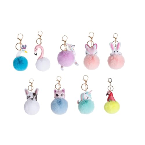 CALLARON 9stücke Teiliges Haartierchen Schlüsselanhänger Mit Zipper Dekorative Schlüsselanhänger Für Taschen Und Schlüssel Farbenfrohe Mischung Aus Kunstfell Für Damen von CALLARON