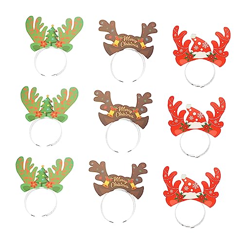 CALLARON 9st Weihnachtsgeweih Stirnband Weihnachtsstirnband Weihnachtsstirnbänder Weihnachts-haarschmuck Weihnachtsgeweihkopfreifen Weihnachtsfeierzubehör Winter Papier Weihnachtsutensilien von CALLARON