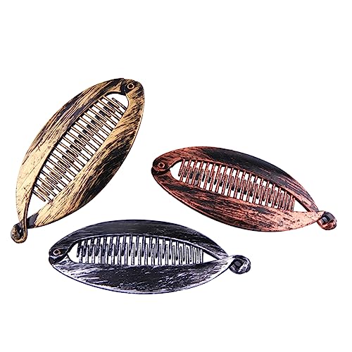 CALLARON 9Stücke Großes Teiliges Bananen Haarspangen Für Damen Retro Haarclips Hochwertigem Resin Silber Rotbraun Für Hochsteckfrisuren Pferdeschwänze von CALLARON