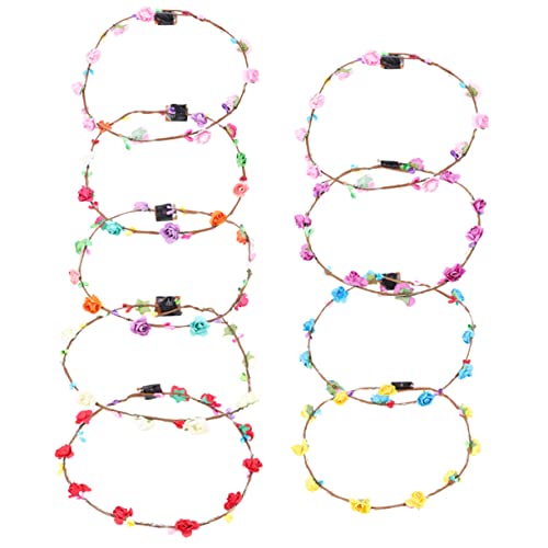 CALLARON 9stücke Neun Leuchtende Blumenkranz Stirnbänder Party Kopfbedeckung Für Frauen Mädchen Junge Mädchen Bräute Brautjungfern Hochzeiten Weihnachten Silvesterpartys Halloween Geburtsta von CALLARON