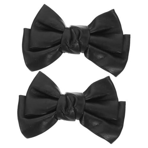 CALLARON Abnehmbare Schleifen-schuhclips aus Schwarzem Kunstleder Elegante Leichte Schuhschmuck-broschen für Damen Vielseitig als Schuh Kleidungsdekoration für Hochzeit Party und Alltag von CALLARON