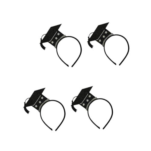 CALLARON 4stücke Haarband Abschluss Stirnband Mit Mini Doktor Hut Für Feier Accessoires Haar Schmuck Silber Party Dekoration von CALLARON