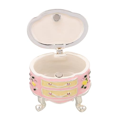 CALLARON Antike Schmuckschatulle aus Emaille mit Spiegel Metalllegierung Kleine Schmuckdose für Ringe Ohrringe Vintage Organizer für Ketten Dekoratives Aufbewahrungsbox für Damen von CALLARON