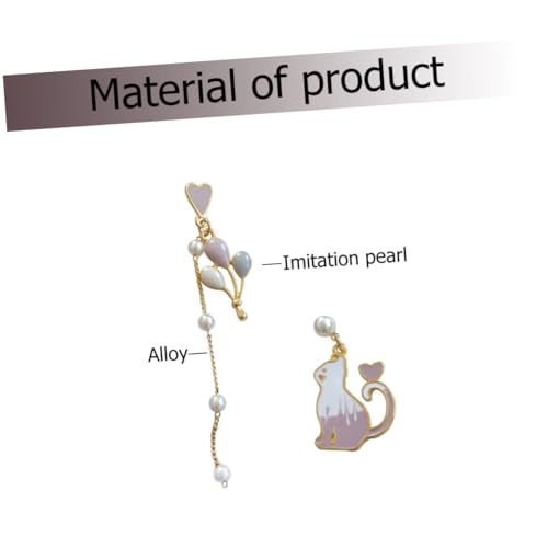 CALLARON Asymmetrische Katzenohrringe mit Langen Ketten und Perlen Stilvolle Ohrringe für Frauen für Partys und Alltag Modisches Accessoire für von CALLARON