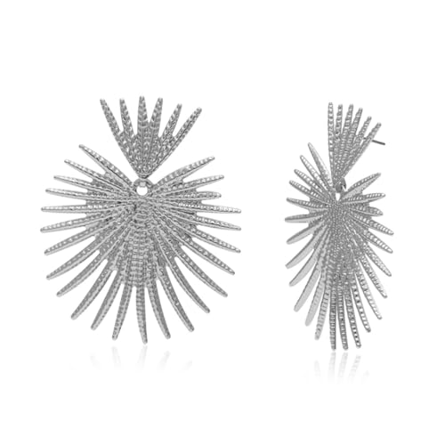 CALLARON Ausgefallene Silberne Ohrstecker Damen Übertriebene Fächer Ohrringe Dekorative Ohrhänger für Party Urlaub und Alltag Langlebig und Hautfreundlich von CALLARON