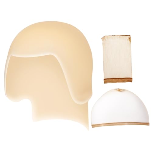 CALLARON Bald Cap Set für Erwachsene mit Haarnetz Hautfarbene Silikon Glatzenkappe Realistische Kostüm und Make Up Accessoires Vielseitig für Halloween Cosplay Theater Bequeme von CALLARON