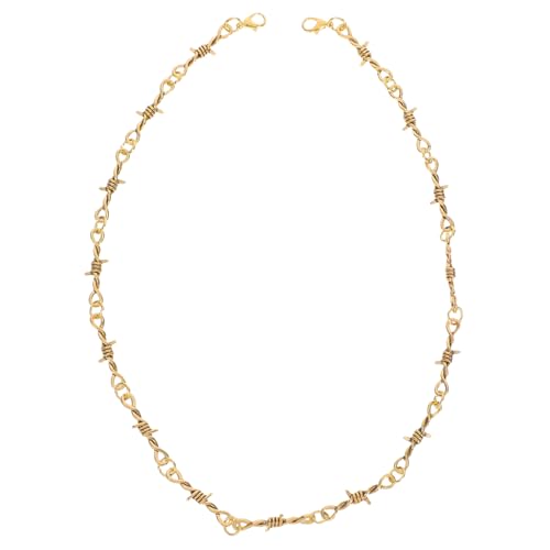 CALLARON Barbed Wire Necklace Gold Farbverlauf Punk Schmuck Verstellbare Metalldrahtkette Unisex Hip Hop Halskette für Männer und Frauen von CALLARON
