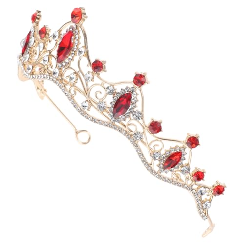 CALLARON Barock Braut Tiara Damen Hochzeit Haarschmuck Strass Glänzend Rote Festliches Diadem für Braut Party Geburtstagsfeier Cosplay von CALLARON
