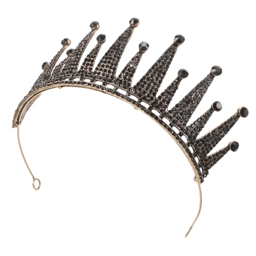 CALLARON Barocke Brautkrone mit Schwarzen Strasssteinen Alloy Haarreif Tiara für Hochzeit Halloween Abschlussball und Festliche Anlässe Luxuriöser Kopfschmuck für Damen von CALLARON