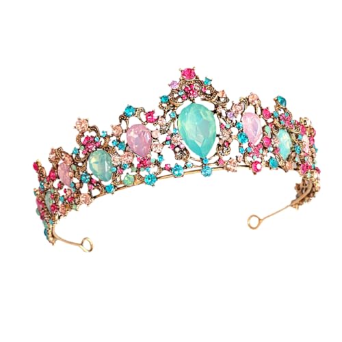 CALLARON Barocke Krone mit Bunten Strasssteinen Braut Tiara für Hochzeiten Festliche Anlässe und Partys Funkelnde Damenkrone für Besondere Ereignisse für Brautkleider und Feiern von CALLARON