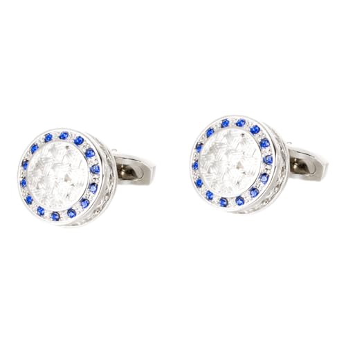 CALLARON Blaue Manschettenknöpfe für Herren Hochwertige Runde Cufflinks für Business Hochzeit und Festliche Anlässe Stilvolle Accessoires für Outfit von CALLARON