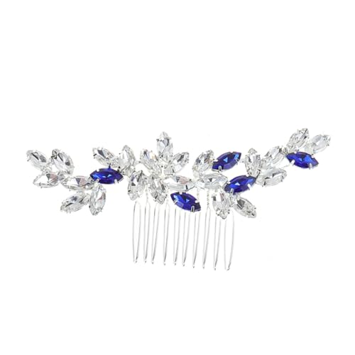 CALLARON Blauer Strass Haarkamm Brautschmuck Seitlicher Metallkamm für Hochzeit Festliche Anlässe Braut und Brautjungfern Eleganter Haarschmuck mit Sicherem Sitz und Vielseitigem Styling von CALLARON
