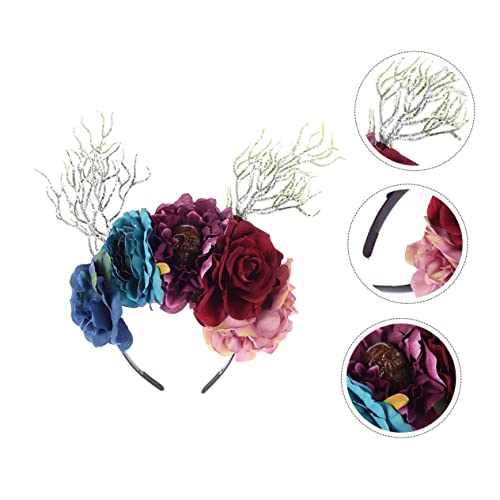 CALLARON Blumen Haarreifen mit Bunten Rosen für Halloween Kopfschmuck für Festivals Partys und Hochzeiten Macht Outfit Sorgt für Bewundernde Blicke von CALLARON