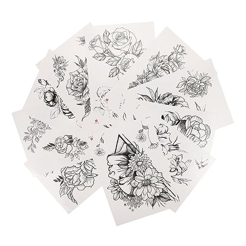 CALLARON Körperaufkleber Hübsche Tattoos Aufkleber Blumenaufkleber Für Dekor Schwarz Einfach Anzulegen Umweltfreundlich von CALLARON