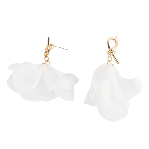 CALLARON Weiße Frauen Blumen Ohrringe Mode Ohrhänger Frauen Ohrschmuck Legierung Hakenanhänger Retro Blumen Ohrringe von CALLARON