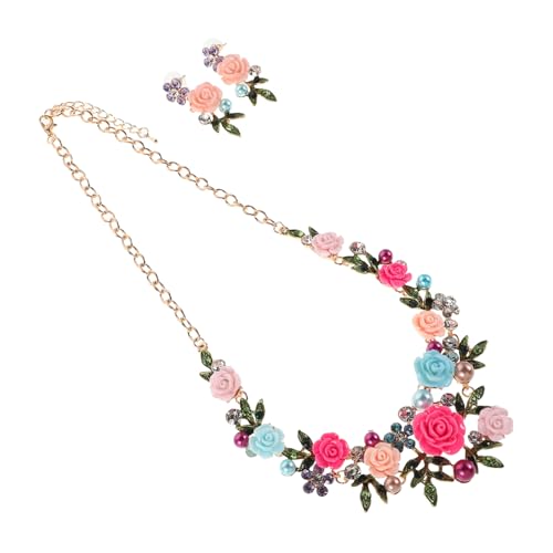 CALLARON Ohrring-halsketten-set Für Blumen Und Blattmotiv Hochzeitsschmuck Abschlussball-accessoire Kostümparty-schmuck Sommerschmuck Mit Ohrringen von CALLARON