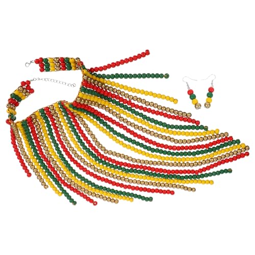 CALLARON Handgefertigte Holzstil Perlenkette Mit Bunten Holzperlen Und Afrikanischem Vintage-anhänger Für Frauen Statement-halskette Aus Natürlichen Materialien Für Empfindliche von CALLARON