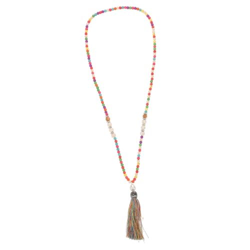 CALLARON Boho Perlenkette Damen Handgefertigt Bunte Lange Quaste Anhänger Leichte Ethno Halskette Sommer Strand Schmuck von CALLARON