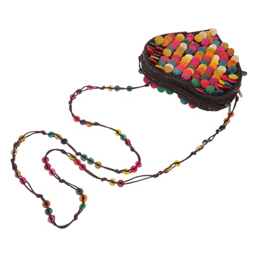 CALLARON Boho Schultertasche Umhängetasche Im Bohemian Stil Handgewebte Geldbörse Boho Taschen Für Damen Kokosnussschalen Geldbörse von CALLARON