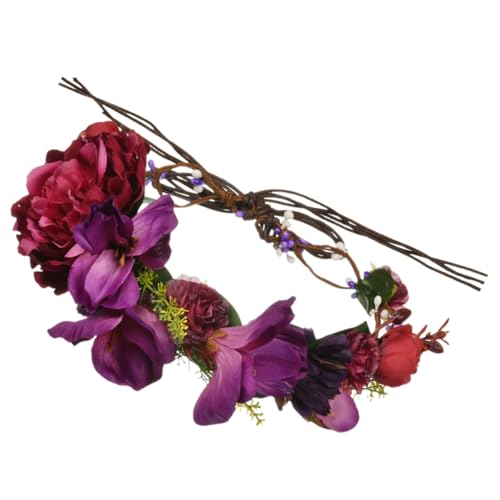 CALLARON Blumenstirnband Blumenstirnband fasching haarschmuck faschings haarschmuck Rosengirlande Haarschmuck für die Brautjungfer Strandblumen Stirnband Haarband mit Brautblumen von CALLARON