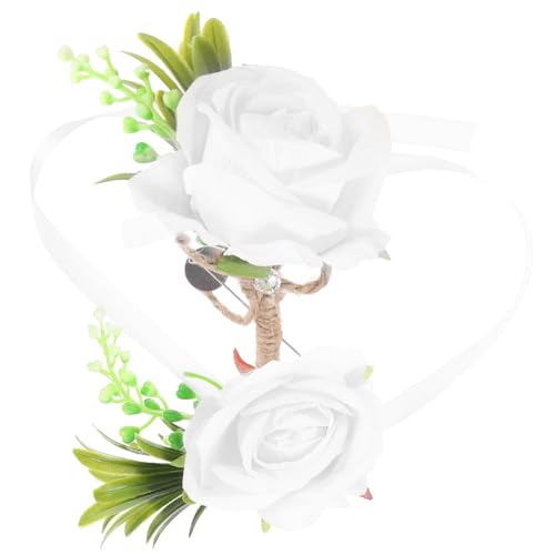 CALLARON Braut Corsage Set mit Ansteckblume Teiliges Set Kunstblumen für Hochzeiten Handgelenkblume und Boutonniere für Braut und Bräutigam Langlebig und Wiederverwendbar von CALLARON