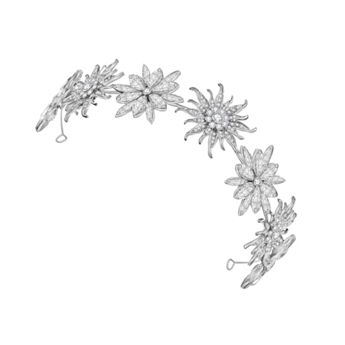 CALLARON Braut Haarschmuck Diadem mit Strassblumen Zarte Haarband für Damen Hochzeit Kopfschmuck Prinzessin Stirnband Festlicher Schmuck für Braut und Brautjungfern von CALLARON