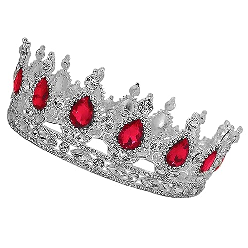 CALLARON Braut Tiara Krone Hochzeitskleid Brautkopfbedeckung Braut- Junggesellin Party Farbe Tiara für Frauen Rot Geburtstagsfe-tiara Prinzessinenbraut haarschmuck hochzeit von CALLARON