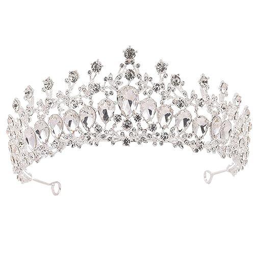 CALLARON Brautkrone Damen Haarschmuck Hochzeit Headdress Silber und Weiß Krone für Hochzeitskleid Partys und Besondere Anlässe von CALLARON