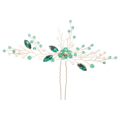 CALLARON Brautschmuck Haarnadel mit Grünem U Förmige Haarspange Haarschmuck für Braut und Brautjungfern für Hochzeiten und Besondere Anlässe von CALLARON
