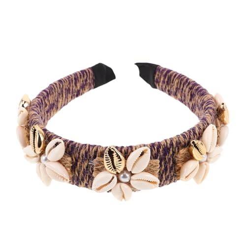 CALLARON Breites Muschel Perlen Haarband Damen Elegantes Strand Design Leichtes Sommer Haarreif Mit Komfortabler Passform Für Alltag Und Hochzeit von CALLARON