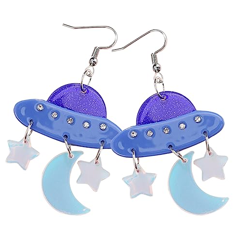 CALLARON Bunte Ohrringe Damen Spaceship Mond Stern Anhänger mit Tassel Leichte Hautfreundliche Dangle Ohrhänger Modischer Schmuck für Alltag Party und CALLARON Bunte Ohrringe Damen Spaceship Mond Stern Anhänger mit Tassel Leichte Hautfreundliche Dangle Ohrhänger Modischer Schmuck für Alltag Party und von CALLARON