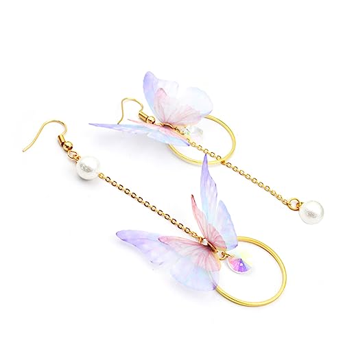 CALLARON Bunte Schmetterling Dangle Ohrringe Damen Elegant Asymmetrisch Modisch Leicht Schmuck von CALLARON