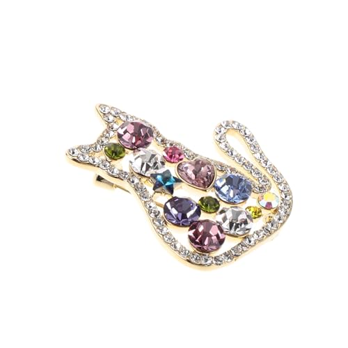 CALLARON Bunte Strass Katzenbrosche mit Sicherem Verschluss Verspieltes Vintage Glitzer-design Modisches Anstecknadel-accessoire für Hochzeit Party Weihnachten Kleidung und Rucksäcke von CALLARON