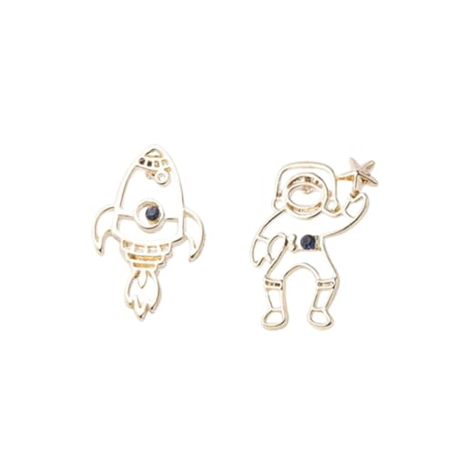 CALLARON Cartoon Astronaut Hollow Out Ohrringe Silber für Frauen Stilvolle Ohrhänger im Casual Jewelry Design Perfektes Schmuckstück für Partys und Besondere Anlässe von CALLARON