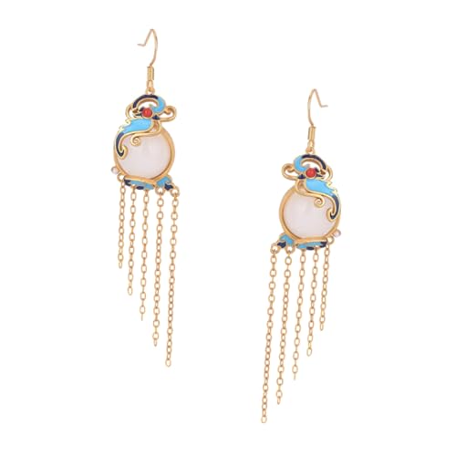 CALLARON Chinesische Vintage Quastenohrringe Jade für Damen Ear Jewelry für Besondere Anlässe als zu Neujahr Valentinstag oder von CALLARON