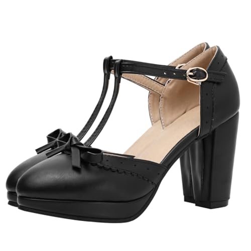 CALLARON Chunky Heels Damen Sandalen mit Schleifen Design High Heeled Sommer Schuhe Großer Absatz Stilvolle Party und Büro Schuhe Rutschfeste Gummisohle Schwarz von CALLARON