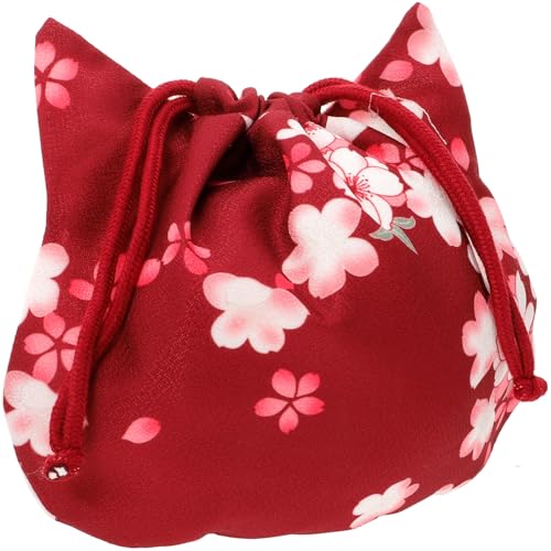 CALLARON Cute Drawstring Bag Für Frauen Leichte Katzenhandtasche Strapazierfähigem Für Make-up Und Alltagsgebrauch Für Katzenliebhaber Weinrot von CALLARON