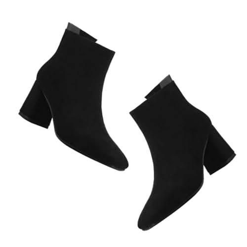 CALLARON Damen Ankle Boots mit Mittelhohem Blockabsatz PU Kurzstiefel mit Dickem Absatz Quadratische Zehen Modische Winterstiefeletten für Herbst Bequemes Langlebiges Schuhwerk für Alltag von CALLARON