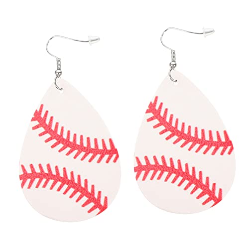 CALLARON Damen Baseball Ohrringe PU Tropfenförmige Dangle Ohrringe mit Retro Baseball Design Leichte Geometrische Schmuckstücke für Sport und Freizeit von CALLARON