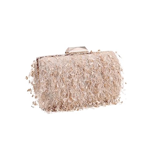CALLARON Einzigartige Damen Clutch Tasche Kette Beige Vintage Stil Mode Abendhandtasche Mittlere Kapazität für Hochzeit und Cocktailpartys von CALLARON