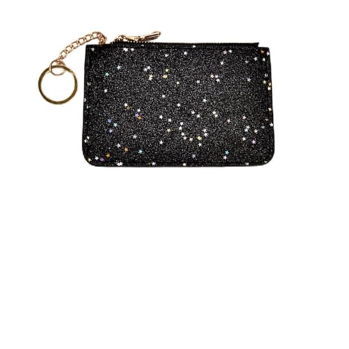 CALLARON Damen Zipper Geldbörse Mit Glitzer Und Schlüsselanhänger Minimalistisches Design Dünnes Und Leichtes Münzfach Für Partys Abendtasche Schwarz CALLARON Damen Zipper Geldbörse Mit Glitzer Und Schlüsselanhänger Minimalistisches Design Dünnes Und Leichtes Münzfach Für Partys Abendtasche Schwarz von CALLARON